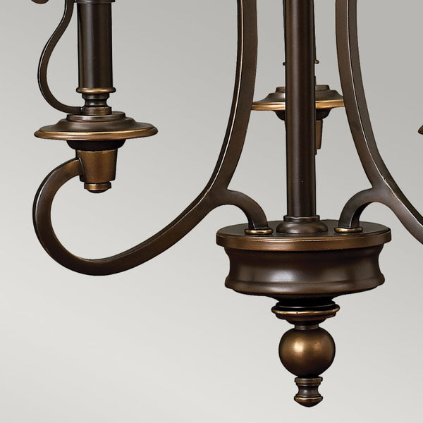 Plymouth Three Light Chandelier in Old Bronze