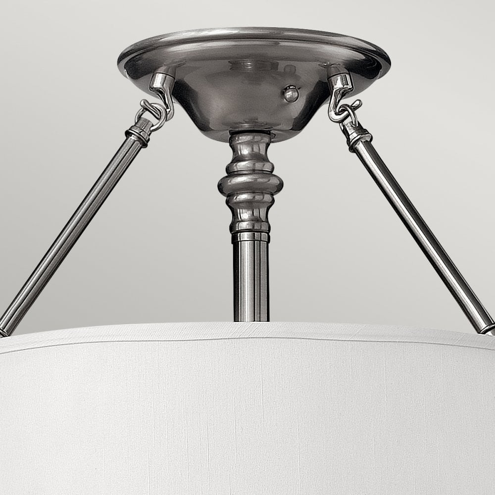 Sussex Three Light Semi-Flush in Brushed Nickel