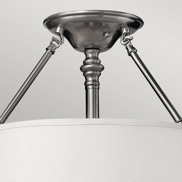 Sussex Three Light Semi-Flush in Brushed Nickel