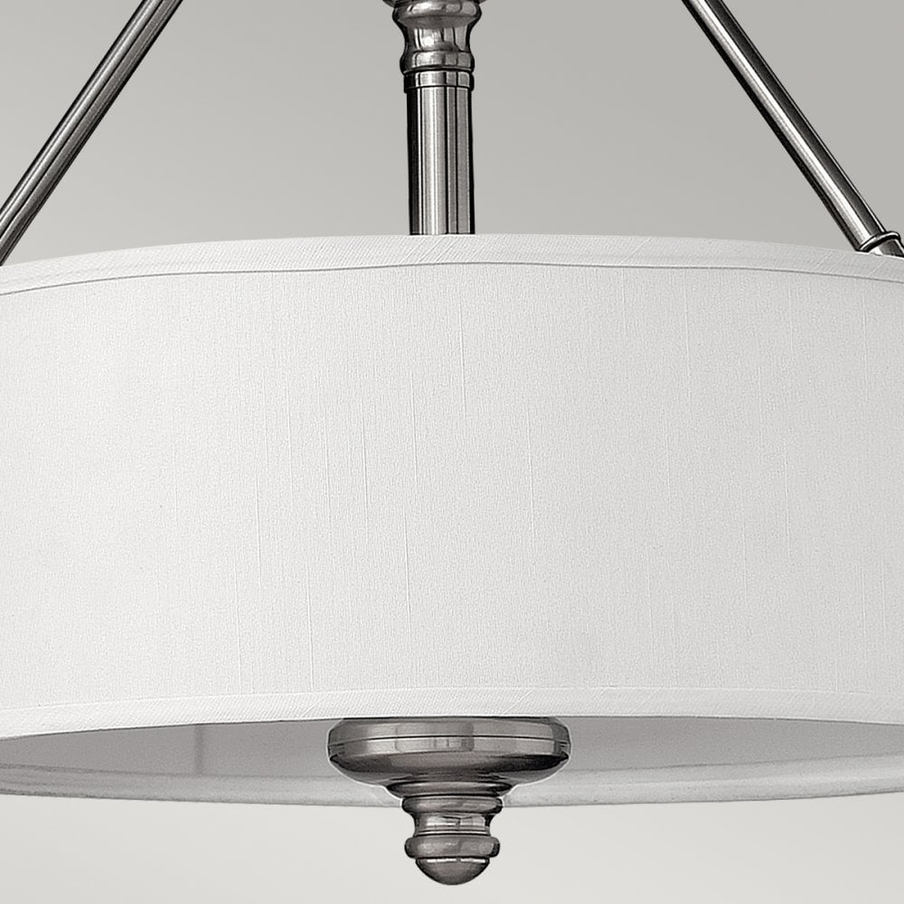 Sussex Three Light Semi-Flush in Brushed Nickel
