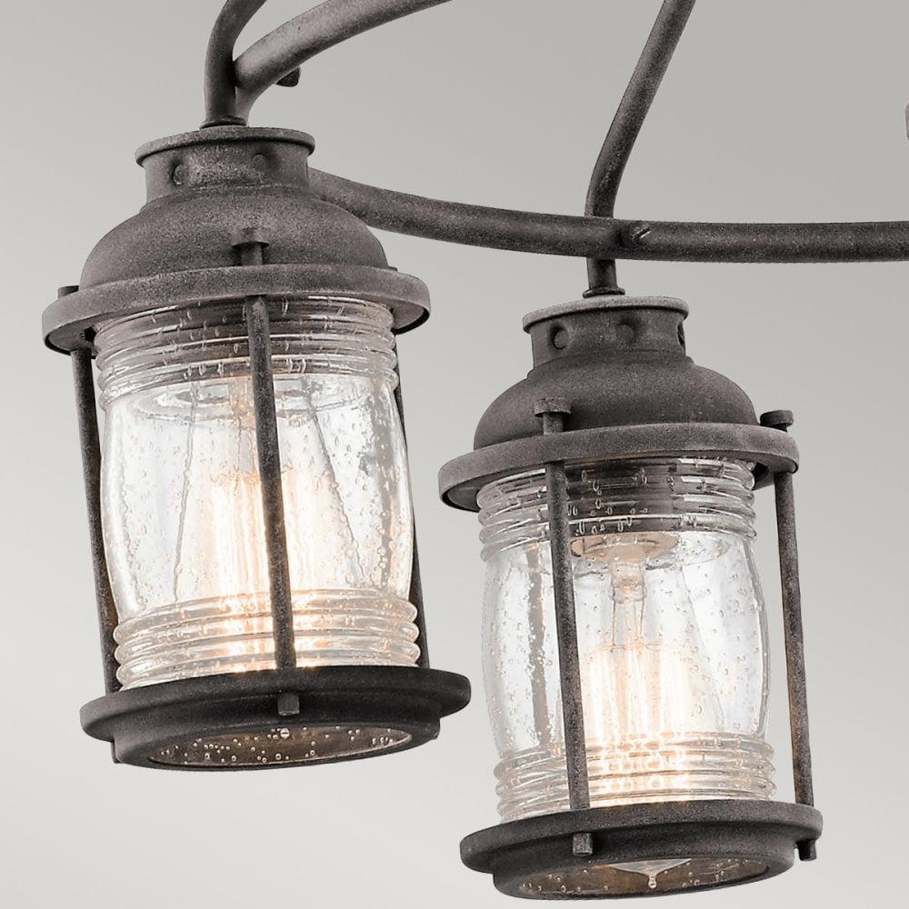 Ashland Bay 5 Light Outdoor Chandelier Pendant in Weathered Zinc