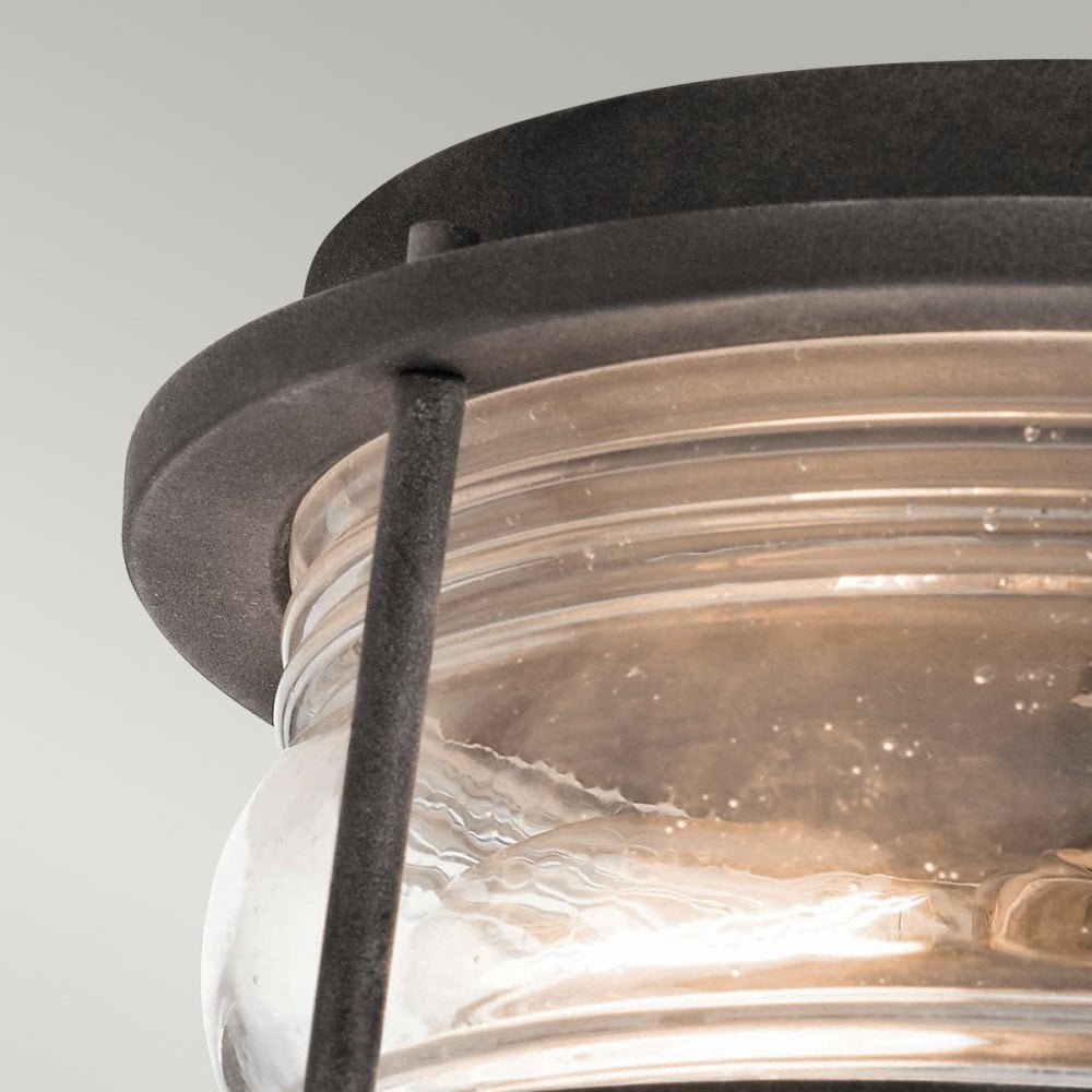 Ashland Bay 2 Light Outdoor Ceiling Flush in Weathered Zinc
