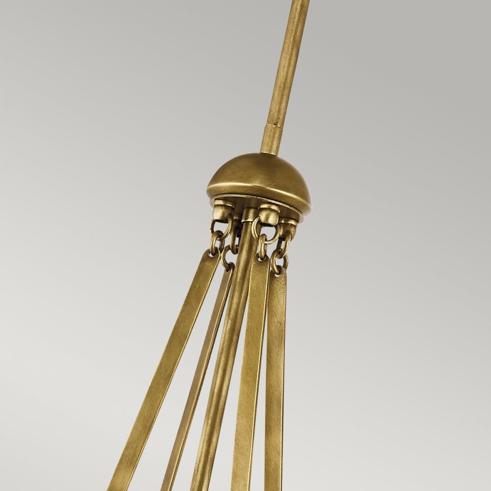 Aster Single Three Light Pendant in Natural Brass