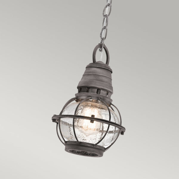 Bridge Point Small Outdoor Chain Lantern in Weathered Zinc