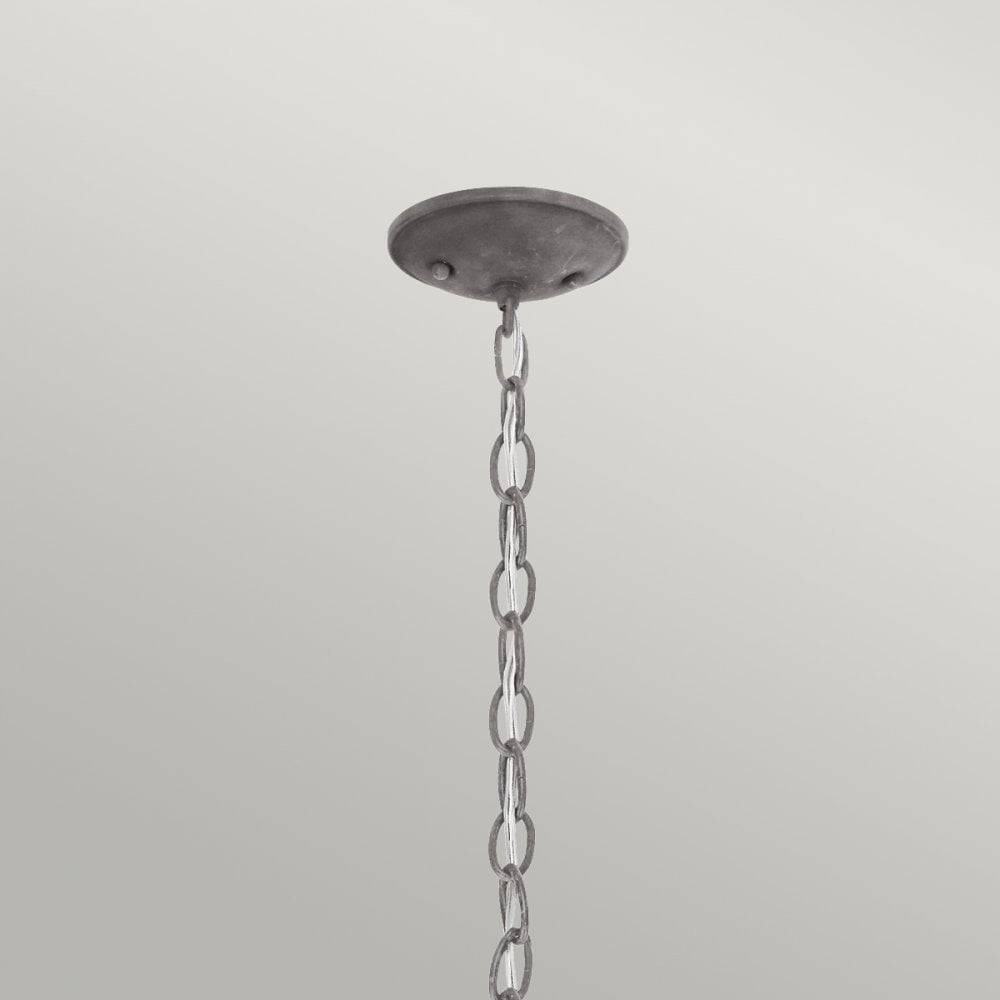 Bridge Point Small Outdoor Chain Lantern in Weathered Zinc