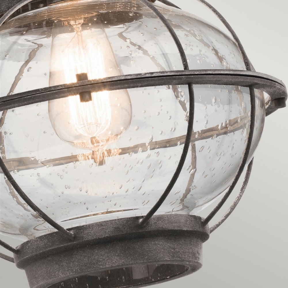 Bridge Point Large Outdoor Wall Lantern in Weathered Zinc