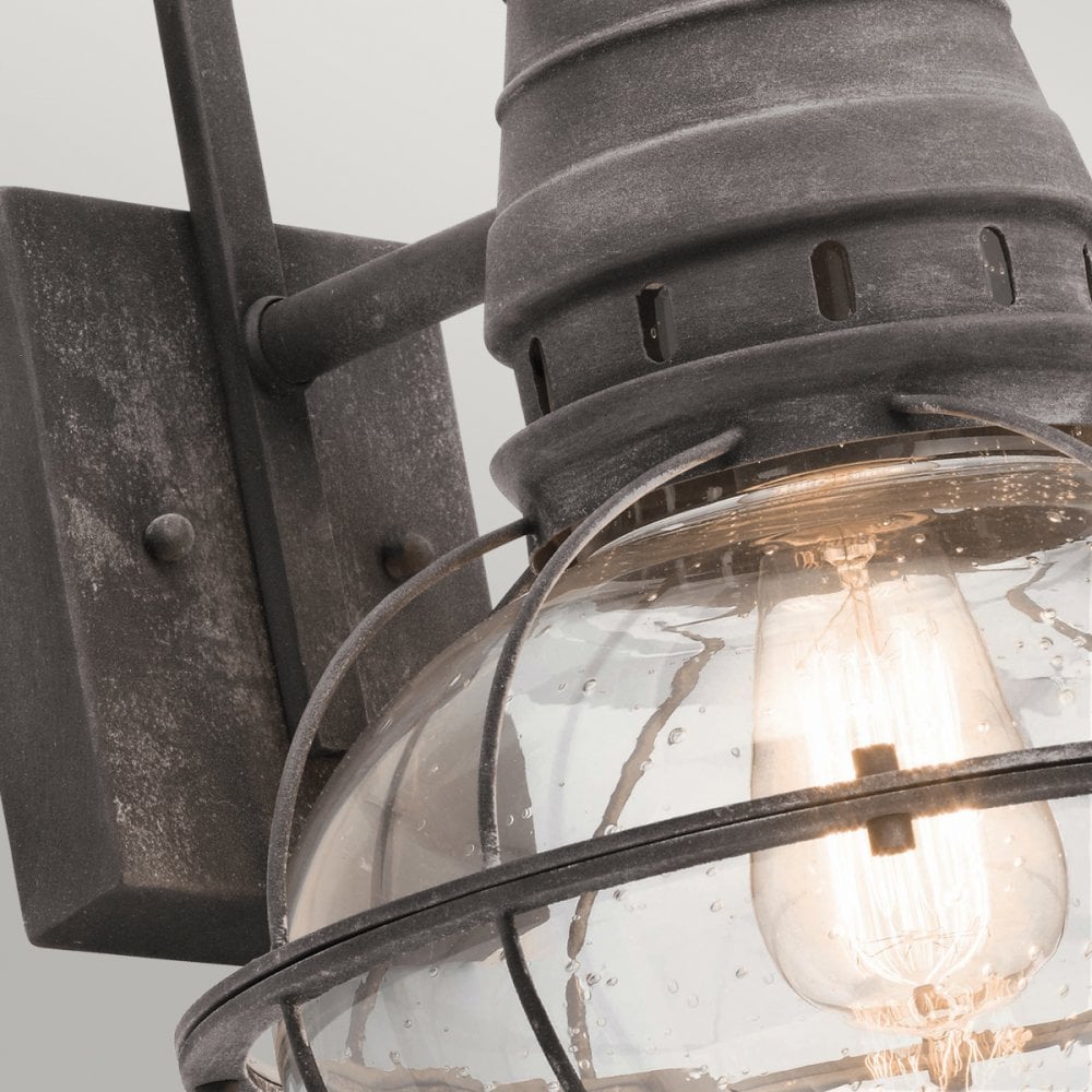 Bridge Point Large Outdoor Wall Lantern in Weathered Zinc