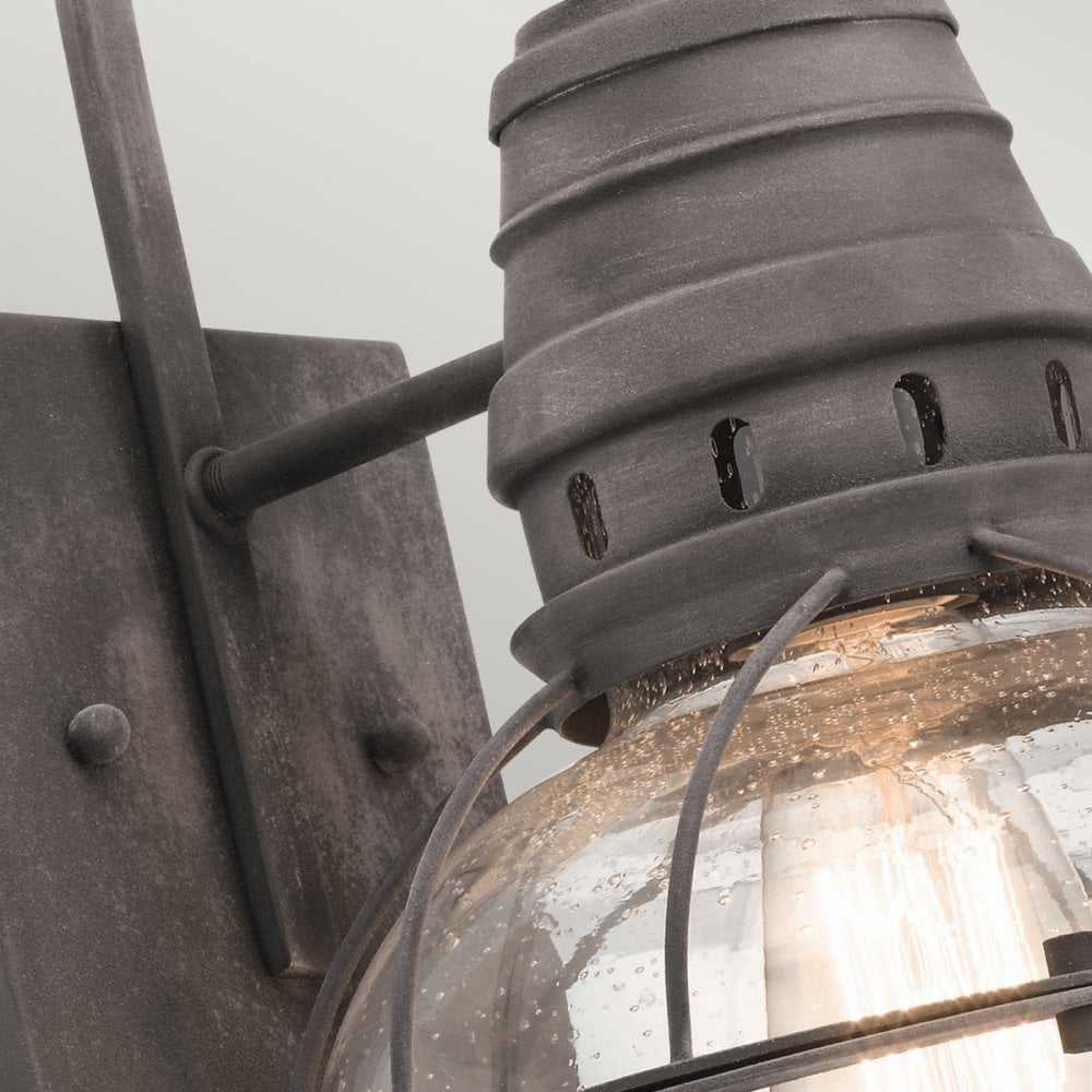 Bridge Point Medium Outdoor Wall Lantern in Weathered Zinc