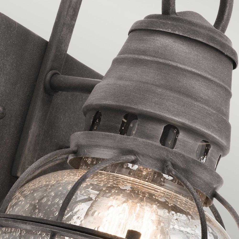 Bridge Point Small Outdoor Wall Lantern in Weathered Zinc