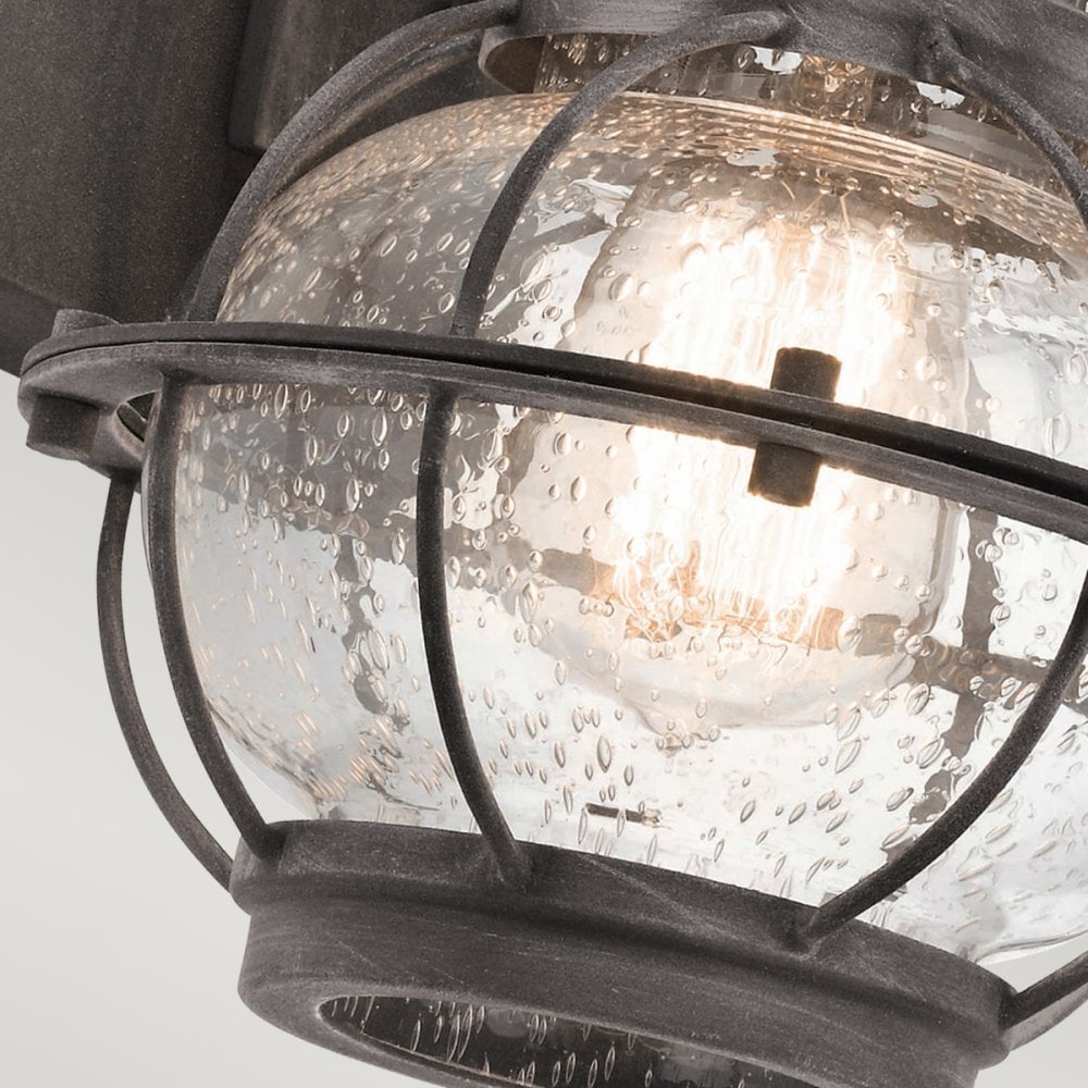 Bridge Point Small Outdoor Wall Lantern in Weathered Zinc