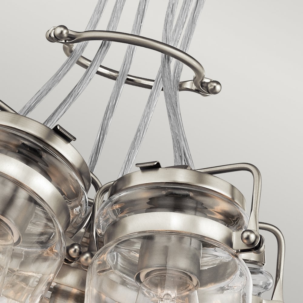 Brinley Six Light Cluster Pendant in Brushed Nickel