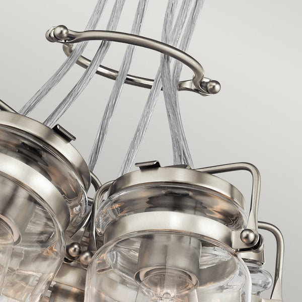 Brinley Six Light Cluster Pendant in Brushed Nickel