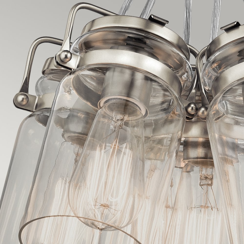 Brinley Six Light Cluster Pendant in Brushed Nickel