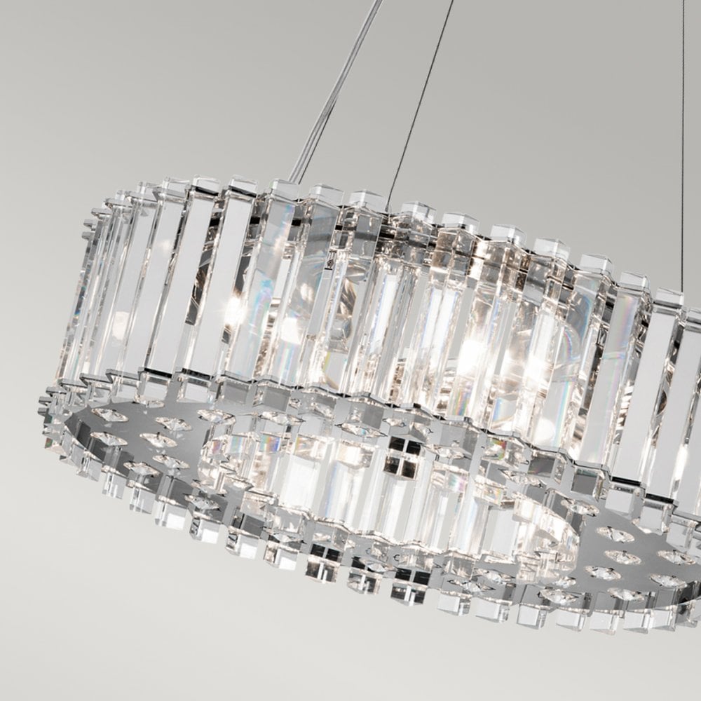 Crystal Skye IP44 LED 6 Light Chandelier Pendant in Chrome