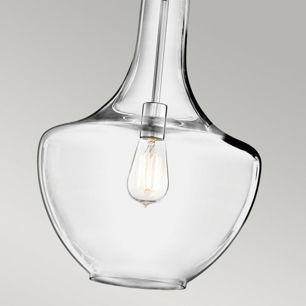 Everly Medium Pendant Light in Glass & Chrome