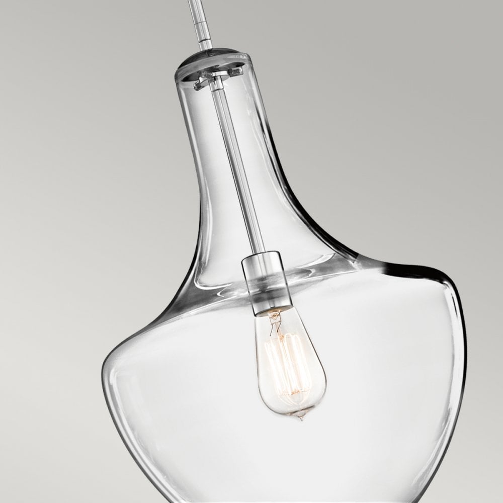 Everly Medium Pendant Light in Glass & Chrome
