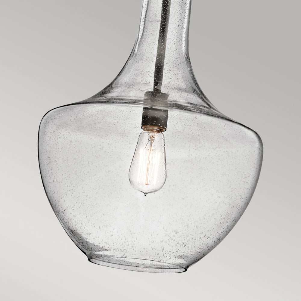 Everly Medium Pendant Light in Seeded Glass & Olde Bronze