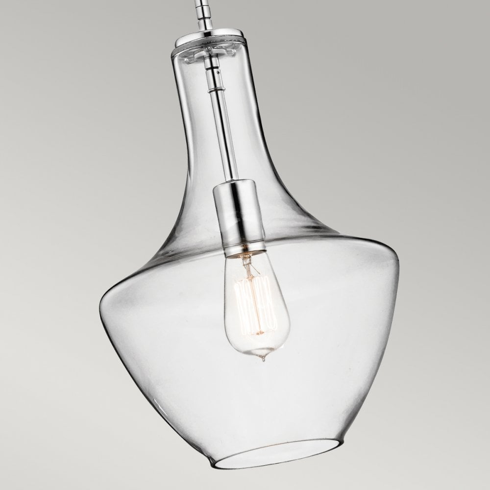 Everly Small Pendant in Glass & Chrome
