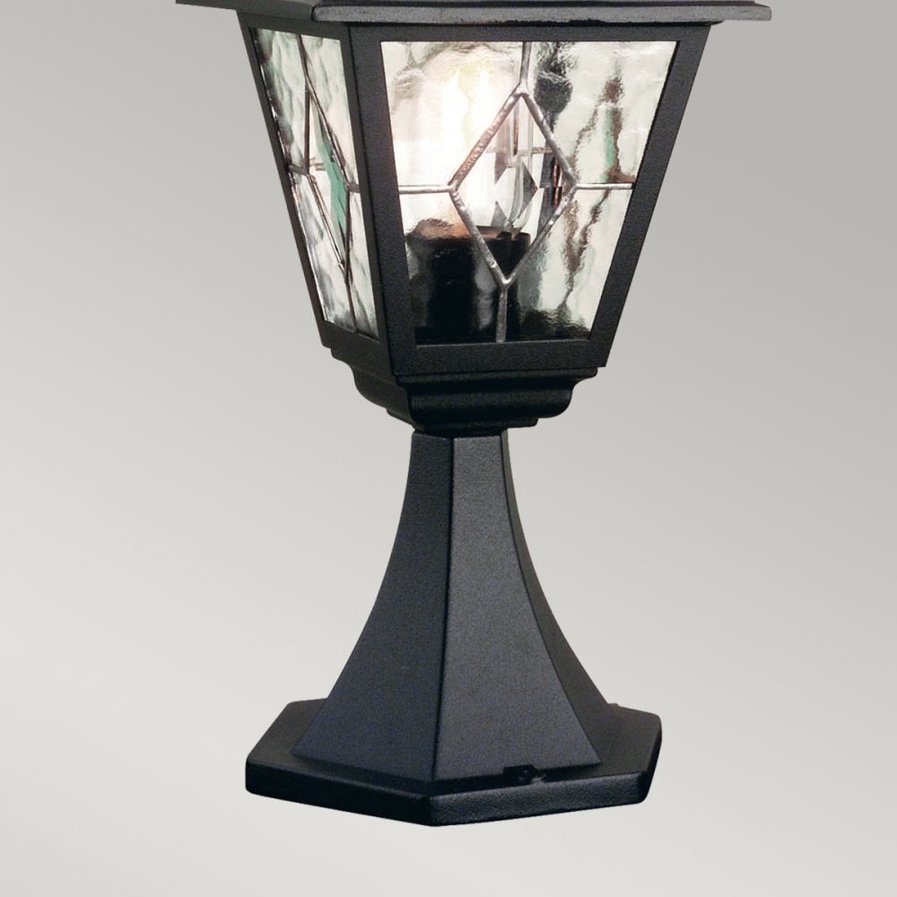 Norfolk Outdoor IP43 Pedestal Lantern in Black