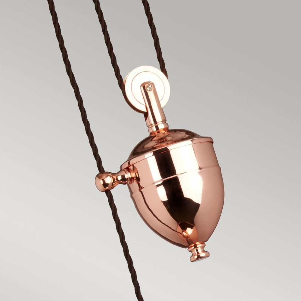 Provence Polished Copper Rise and Fall Pendant Light