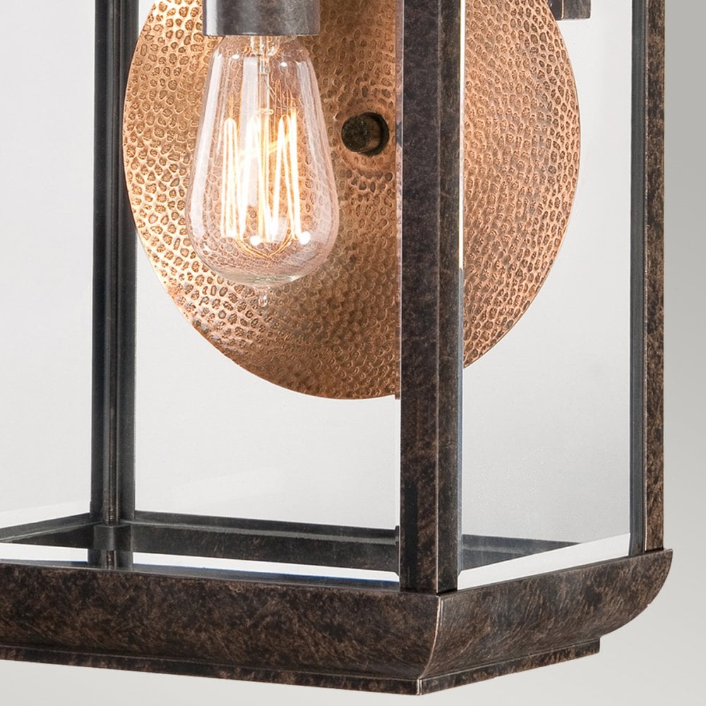 Byron Single Large Wall Lantern in Imperial Bronze with Copper Reflector