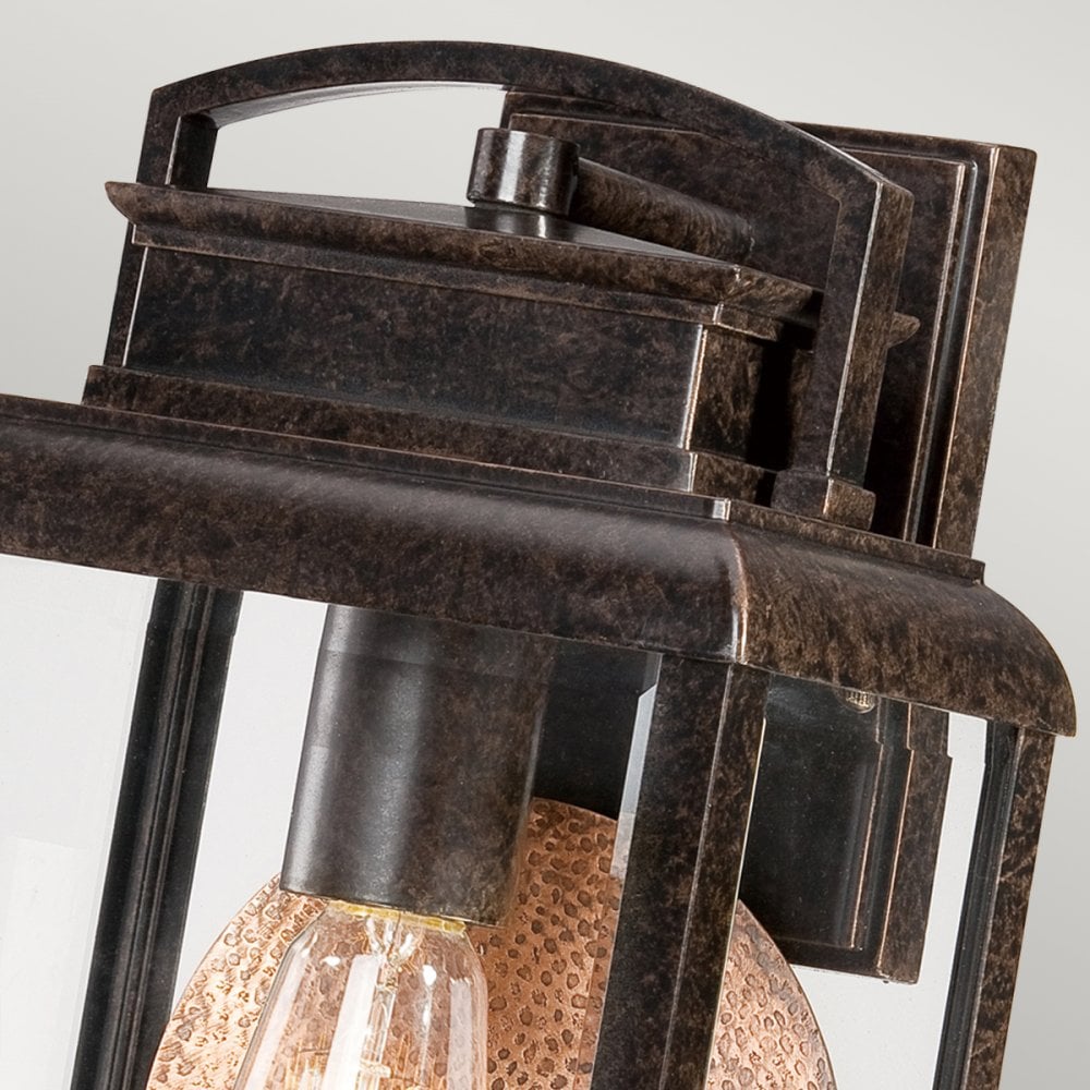 Byron Single Medium Wall Lantern in Imperial Bronze with Copper Reflector