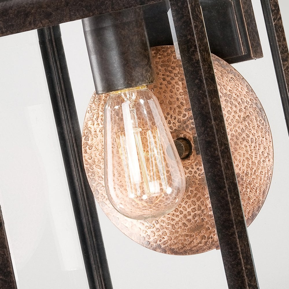 Byron Single Medium Wall Lantern in Imperial Bronze with Copper Reflector