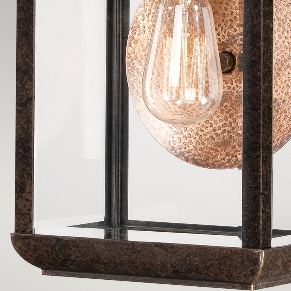 Byron Single Medium Wall Lantern in Imperial Bronze with Copper Reflector