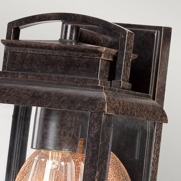 Byron Single Small Wall Lantern in Imperial Bronze with Copper Reflector