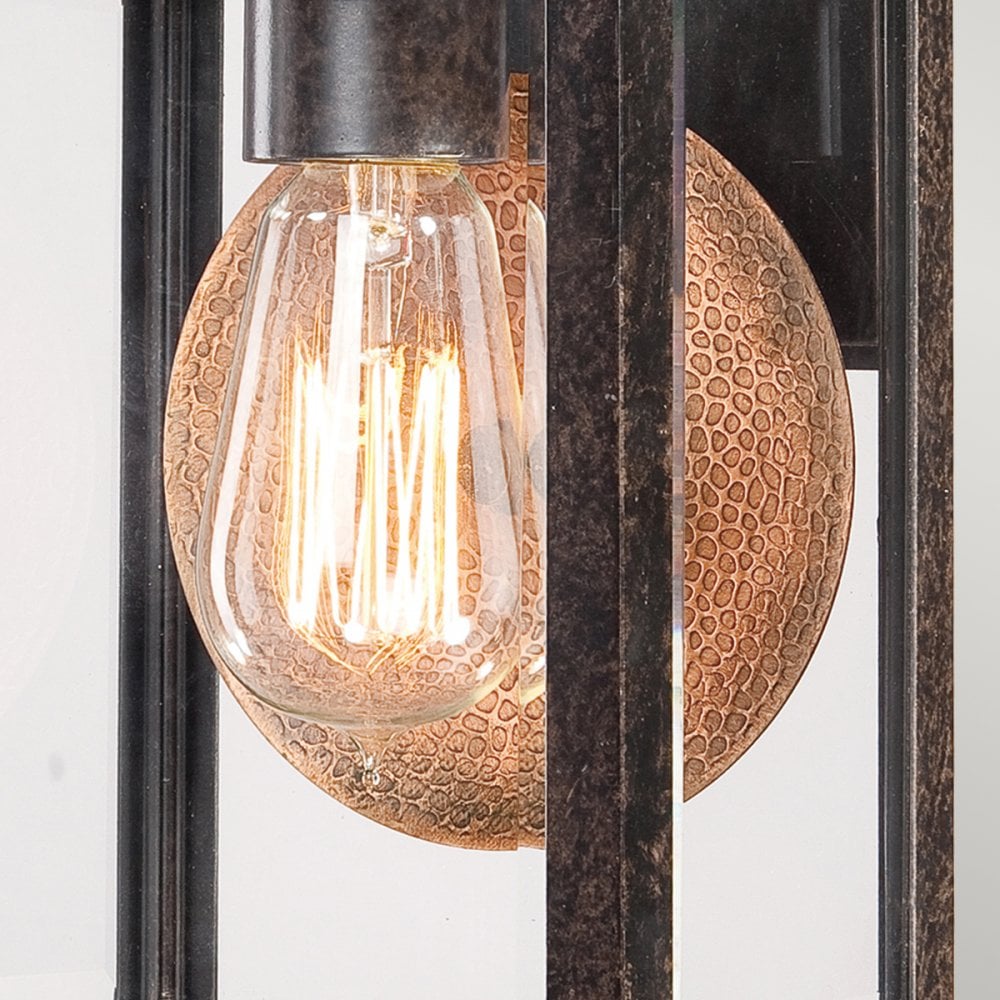 Byron Single Small Wall Lantern in Imperial Bronze with Copper Reflector
