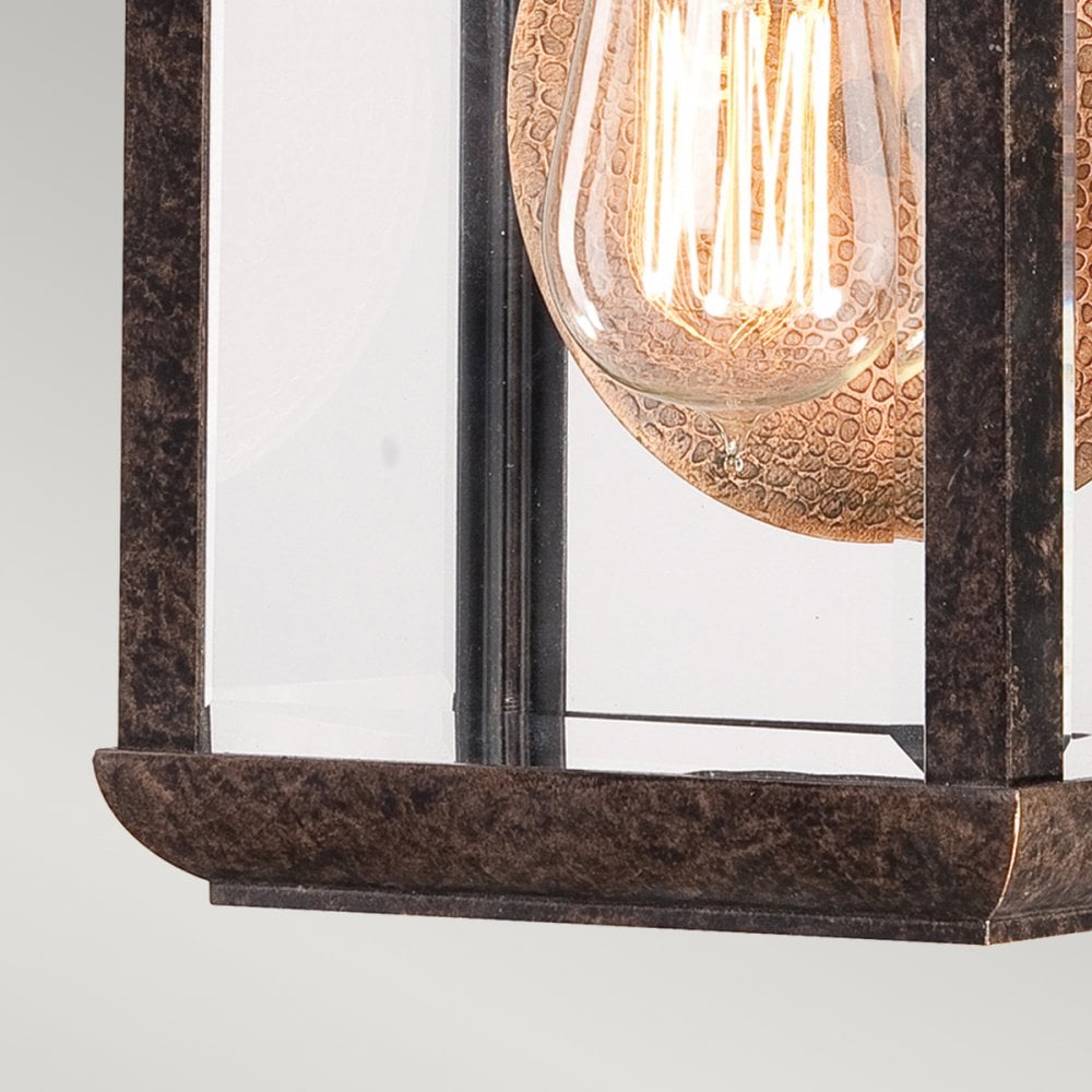 Byron Single Small Wall Lantern in Imperial Bronze with Copper Reflector