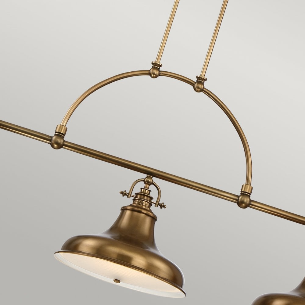 Emery Three Light Bar Pendant in Weathered Brass