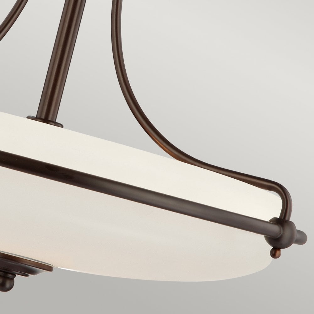 A close-up view of the side of the semi-flush ceiling light.