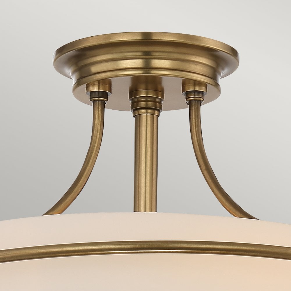Griffin Three Light Semi-Flush in Weathered Brass
