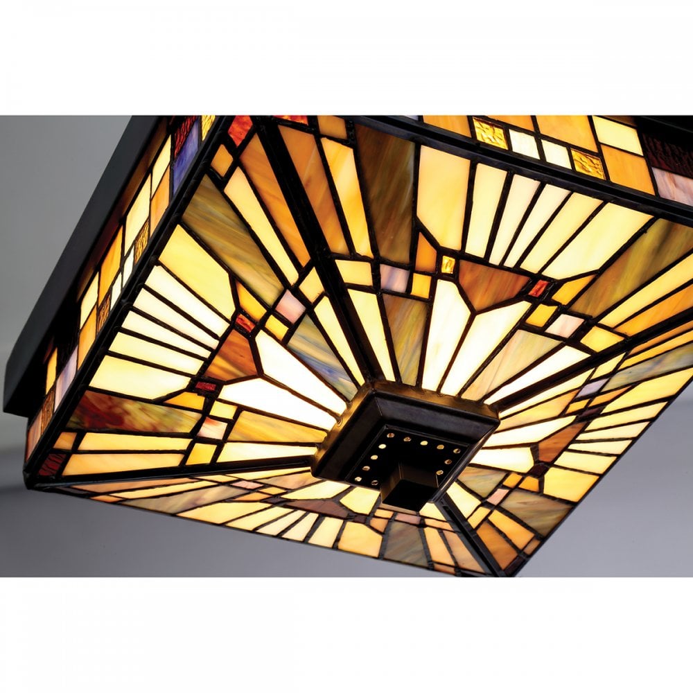 Inglenook 2 Light Outdoor Tiffany Style Flush Mount Light