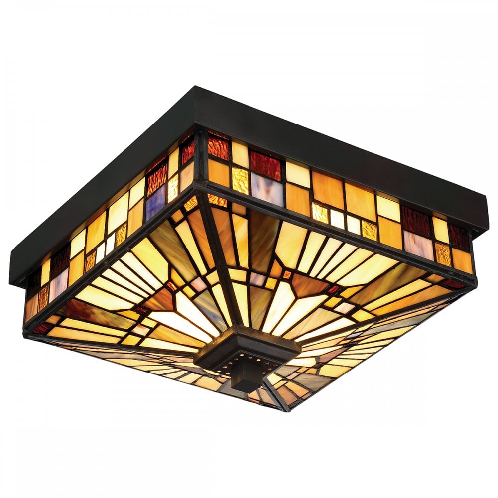Inglenook 2 Light Outdoor Tiffany Style Flush Mount Light