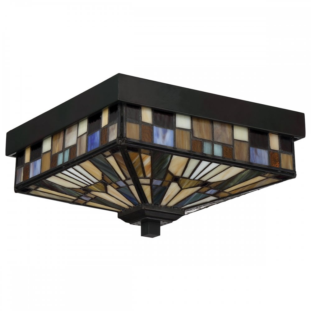 Inglenook 2 Light Outdoor Tiffany Style Flush Mount Light