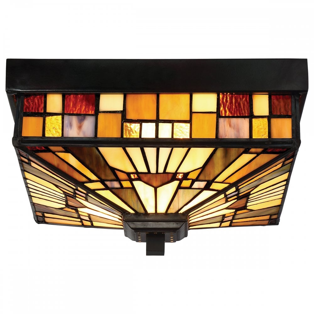 Inglenook 2 Light Outdoor Tiffany Style Flush Mount Light