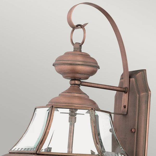 Newbury 2 Light Large Outdoor Wall Lantern in Aged Copper