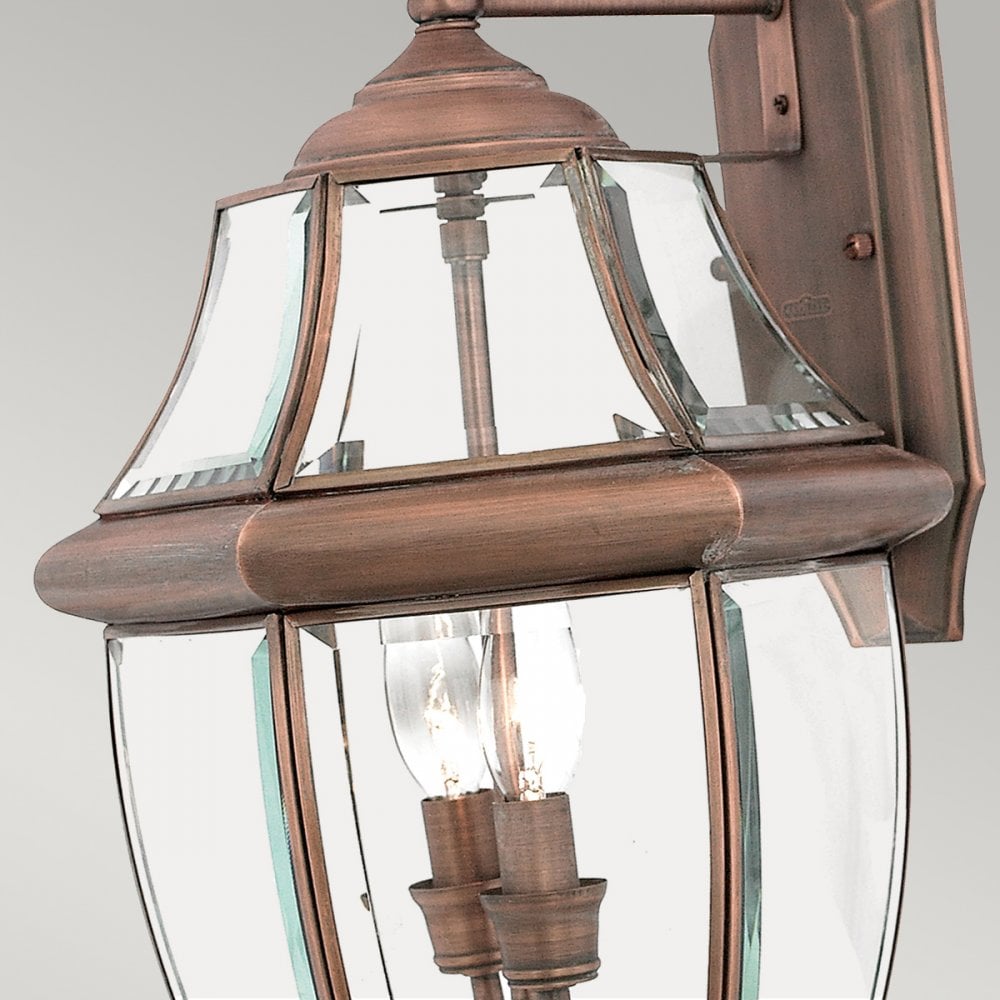 Newbury 2 Light Large Outdoor Wall Lantern in Aged Copper