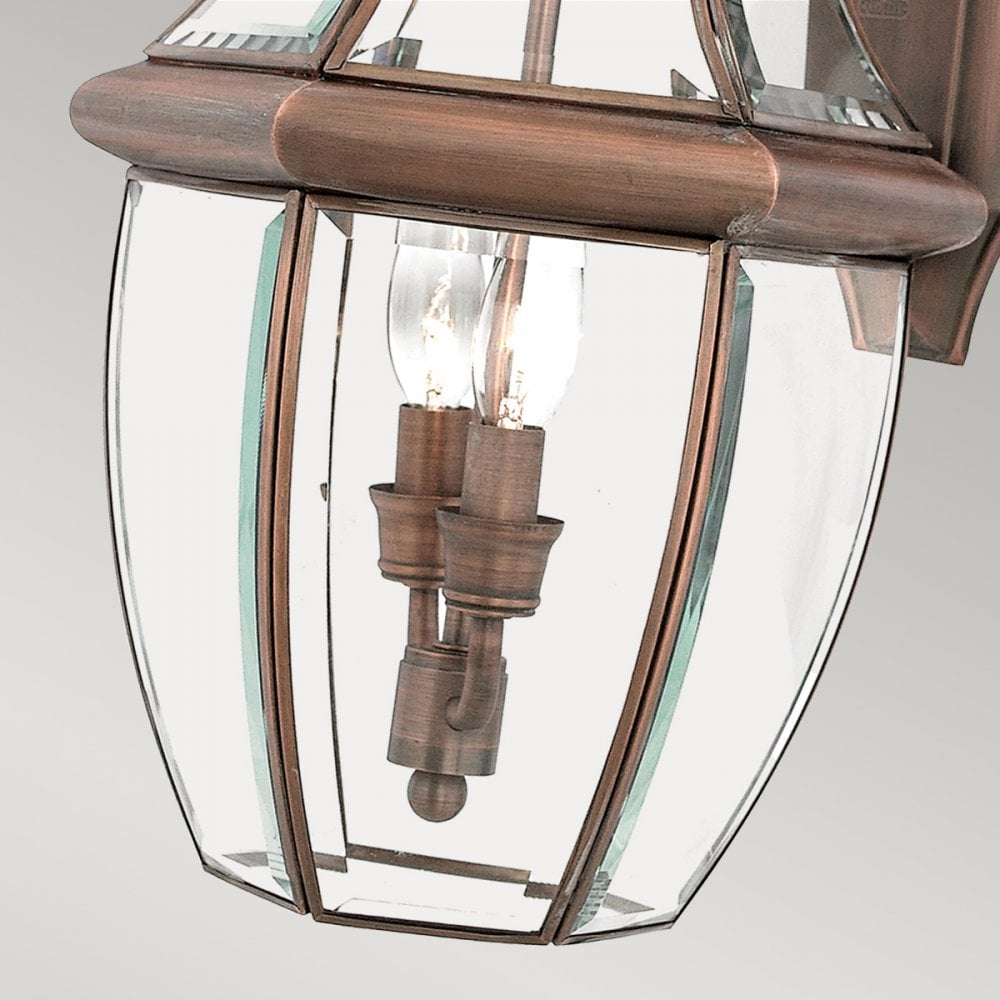 Newbury 2 Light Large Outdoor Wall Lantern in Aged Copper
