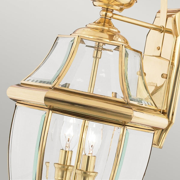 Newbury 2 Light Large Outdoor Wall Lantern in Polished Brass