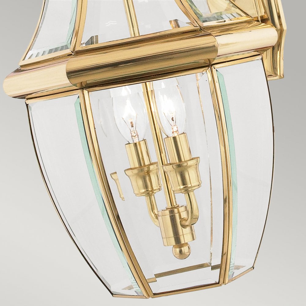 Newbury 2 Light Large Outdoor Wall Lantern in Polished Brass