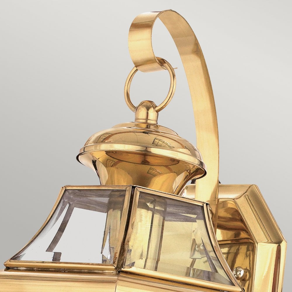 Newbury 1 Light Medium Outdoor Wall Lantern in Polished Brass