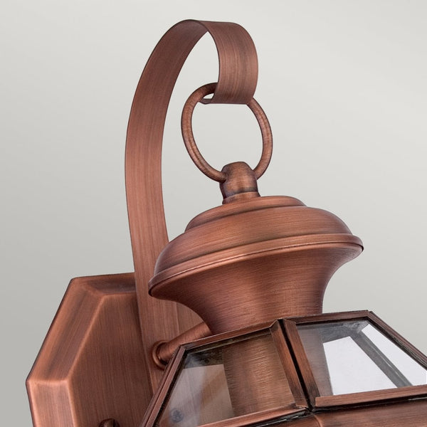 Newbury 1 Light Small Outdoor Wall Lantern in Aged Copper