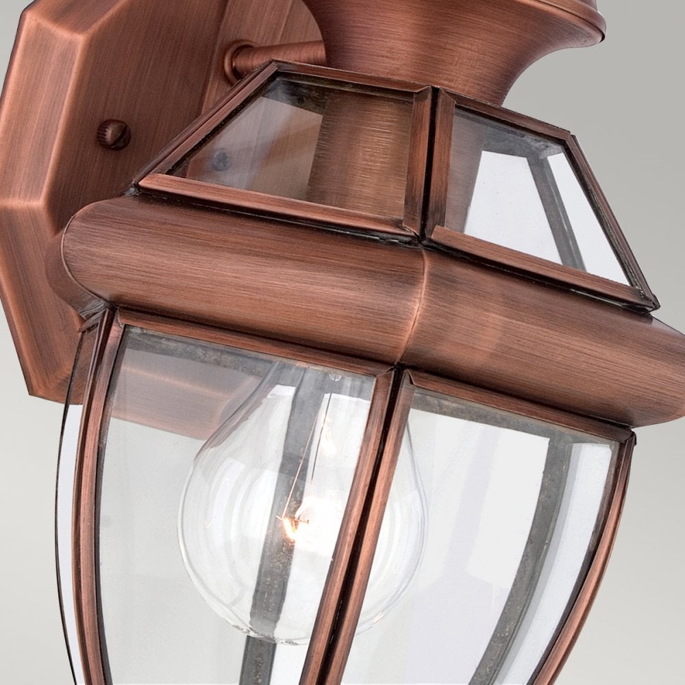 Newbury 1 Light Small Outdoor Wall Lantern in Aged Copper