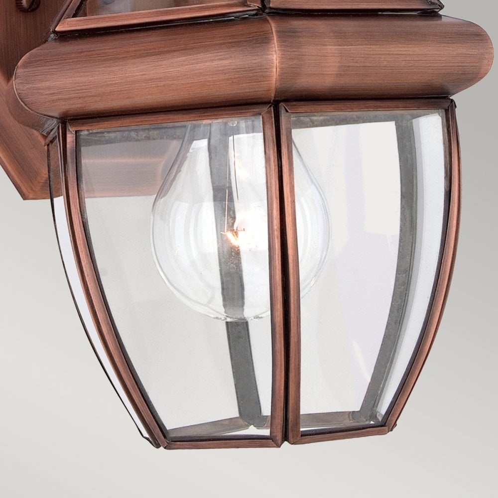 Newbury 1 Light Small Outdoor Wall Lantern in Aged Copper