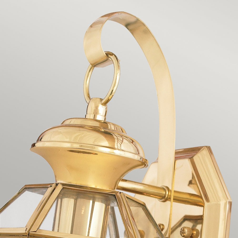 Newbury 1 Light Small Outdoor Wall Lantern in Polished Brass