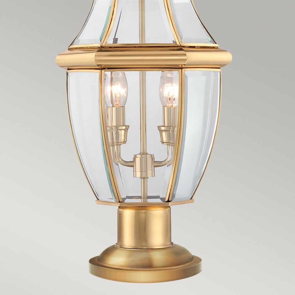 Newbury 2 Light Pedestal in Polished Brass