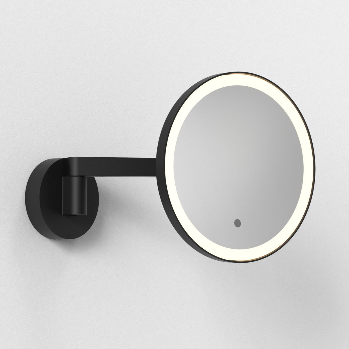 Nagoya IP44 Switched Round Illuminated Magnifying Mirror in Matt Black